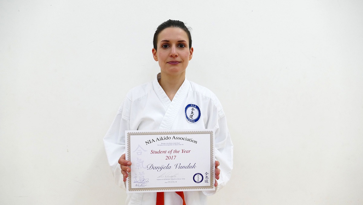 NIA aikido student of the year 2017 award