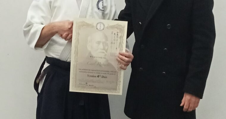 Sensei Carl Roberts receives Yondan Grade